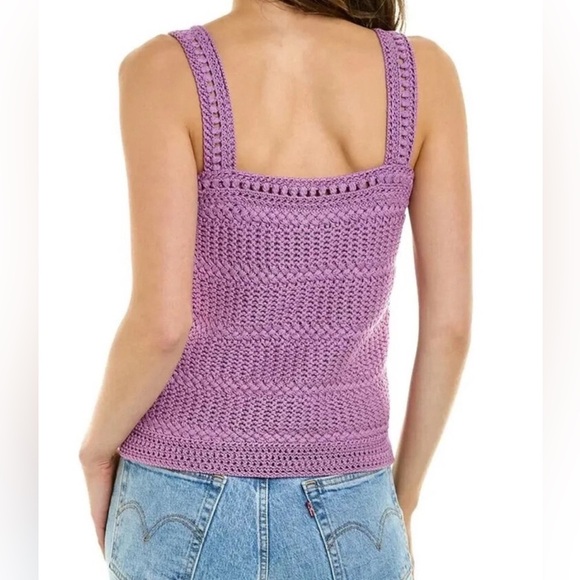 New Vince Womens Sweater XS Purple Cotton Crochet Knit Sleeveless Camisole Tank - Picture 2 of 9